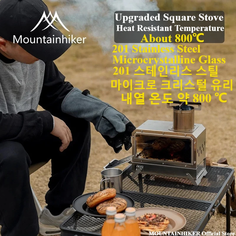 Outdoor Camping Stove Wood - MOUNTAINHIKER Fogão quadrado portátil para lenha