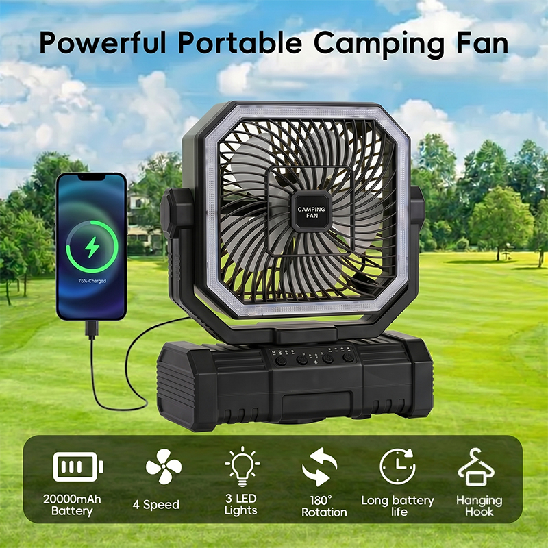Outdoor Camping House - Ventilador de Teto para Camping 20000mAh,