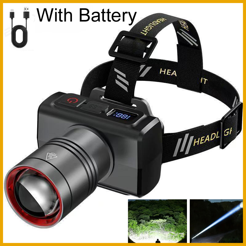 Headlamp - Lanterna de Cabeça Digital LED Recarregável