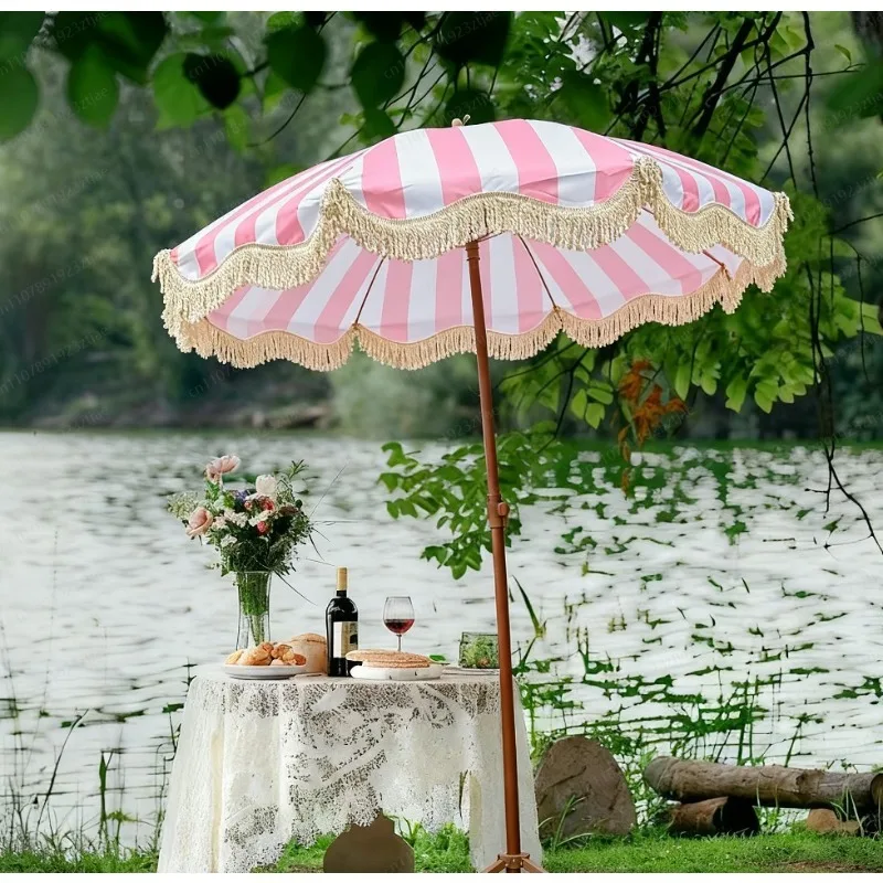 Outdoor Camping Decke - Guarda-chuva de Mercado com Borlas, Guarda-sol