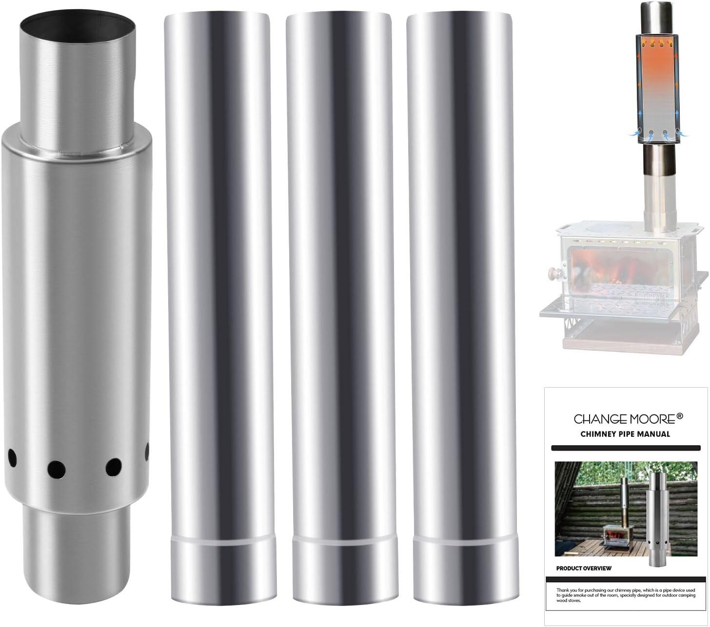 Outdoor Camping Stove Wood - Change moore conjunto de tubos de