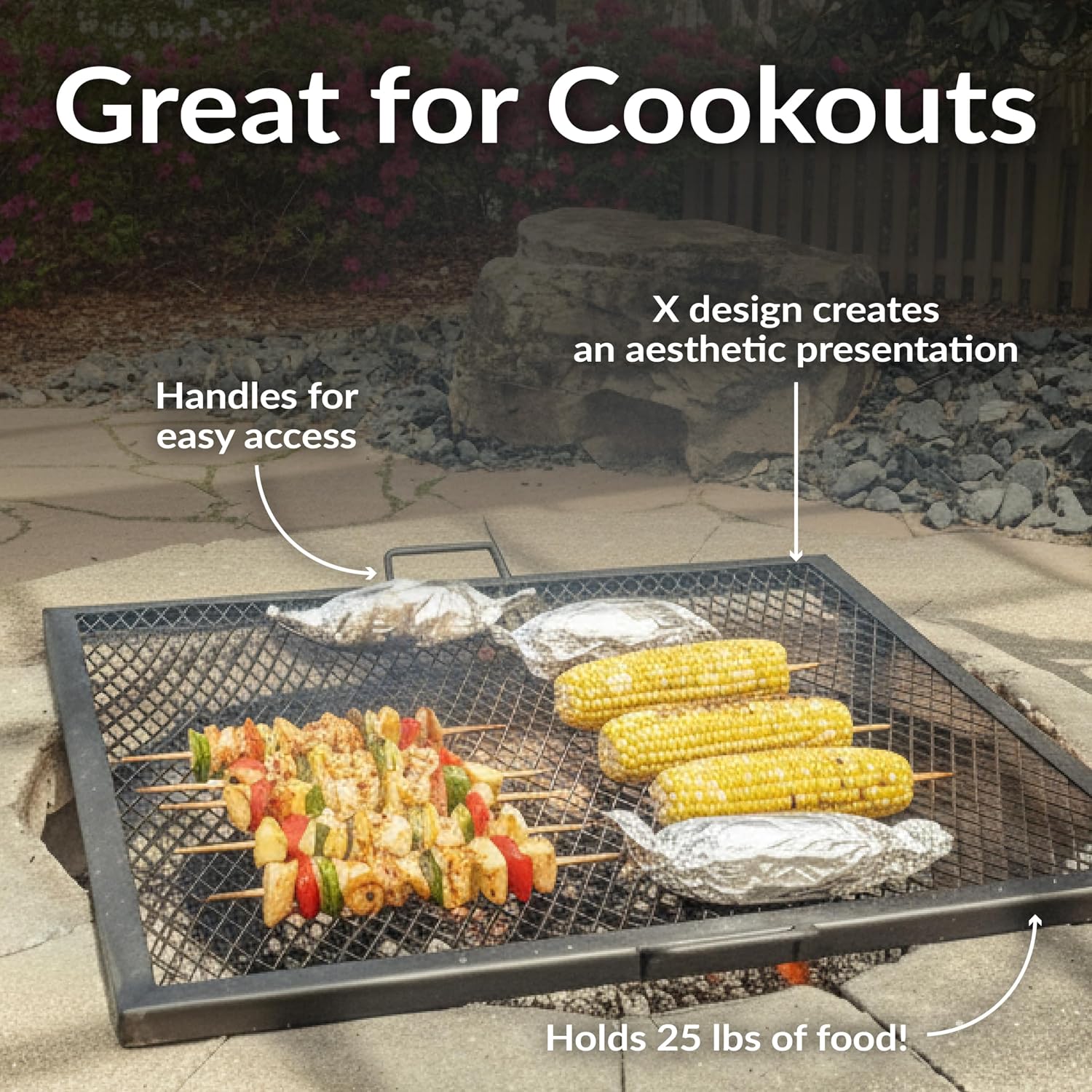 Grelha de Aço Reforçada Quadra - Outdoor Camping Fire Pit avaliação e preço
