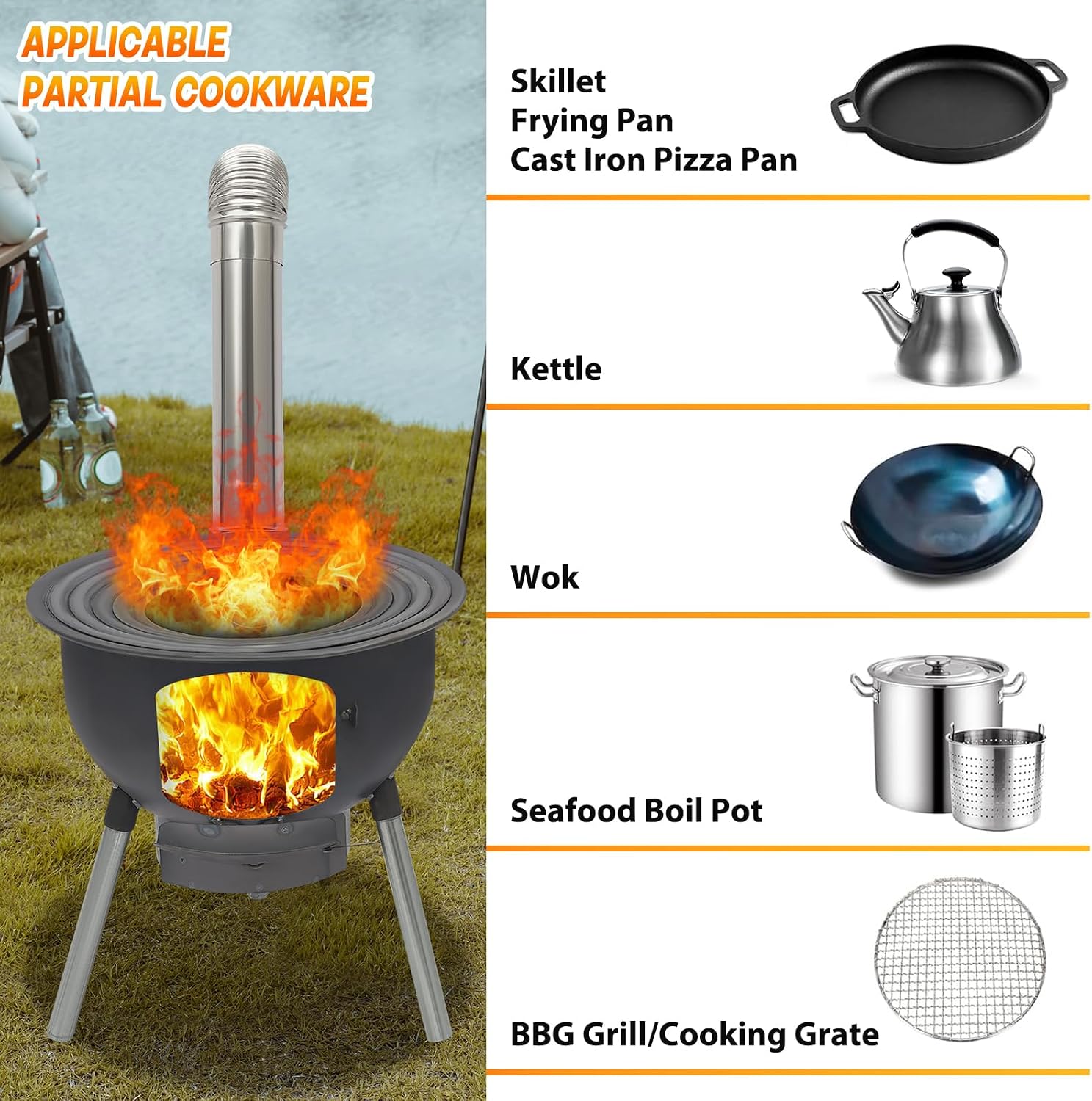 Fogão Portátil a Lenha para Ca - Outdoor Camping Stove Wood avaliação e preço