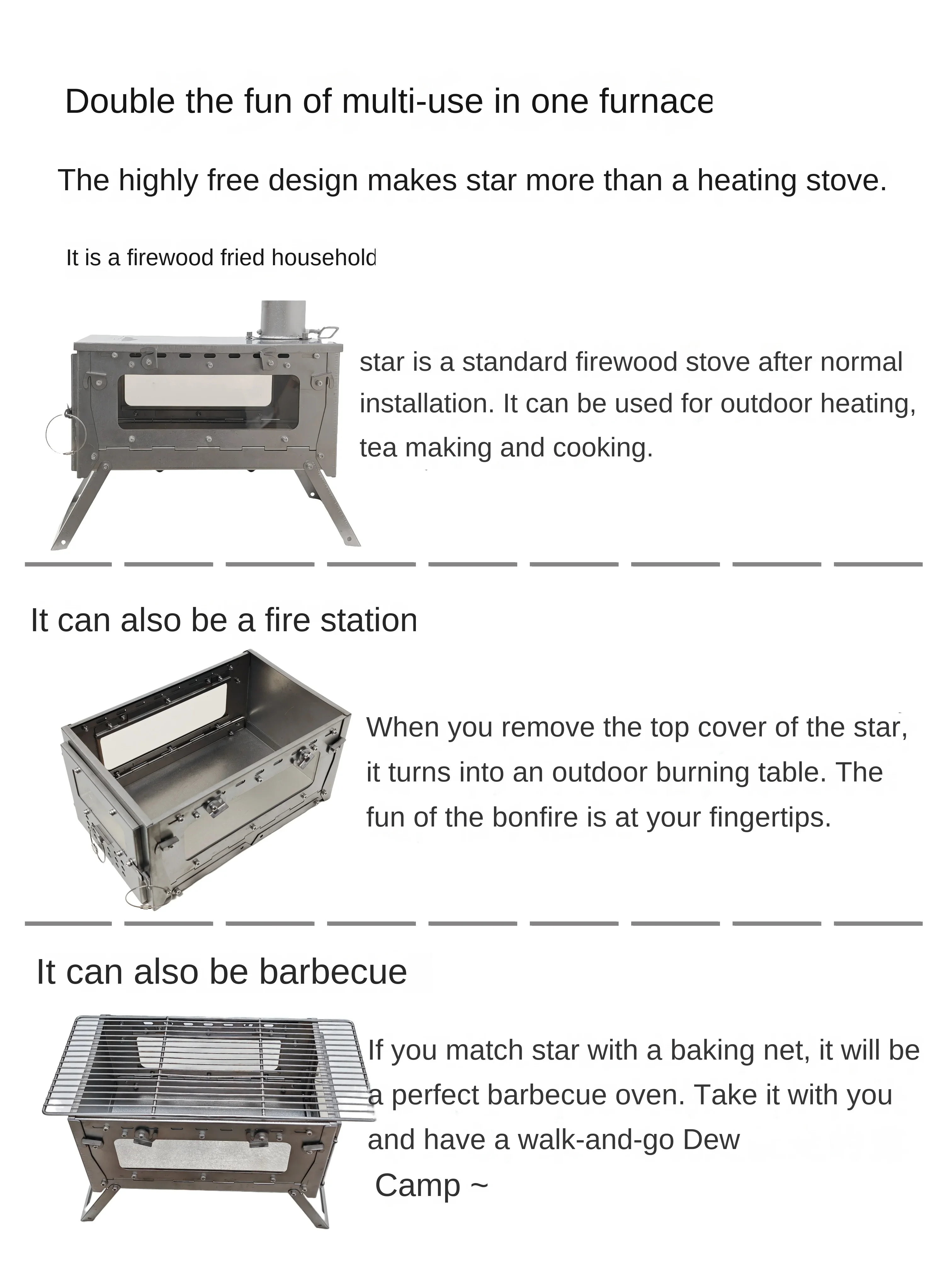 WT Star Ti Liga de Titânio Dob - Outdoor Camping Stove Wood avaliação e preço